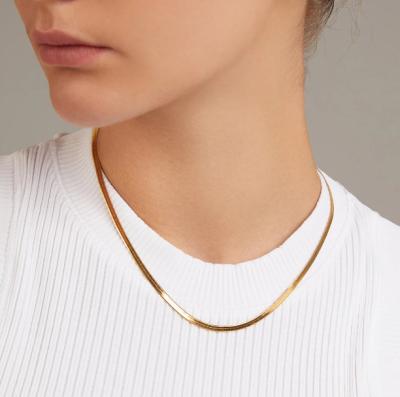 China New Product Minimalist Snake Shape Chain Necklace Nickel Free No Faded Stainless Steel Gold Plated Necklace Jewelry for sale