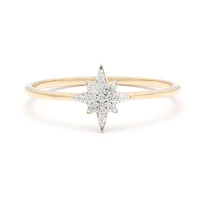 China High Quality Delicacy Rings Minimalist Nickel Free Gold Plated Stainless Steel With Crystal Star Engagement Ring for sale