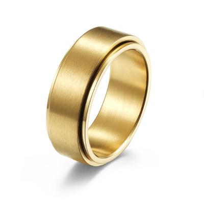 China New Design Nickel Free Gold Plated Stainless Steel Classic Spin Ring, Waterproof Chic Spin Ring Gift For Men for sale