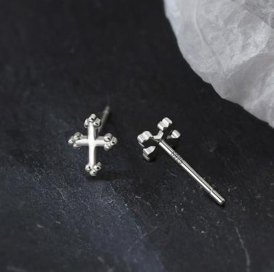 China Wholesale New Trend Tasty Cross Stud Earrings Nickel Free Stainless Steel 18k Gold Plated Earrings For Women Nickel Free Jewelry for sale