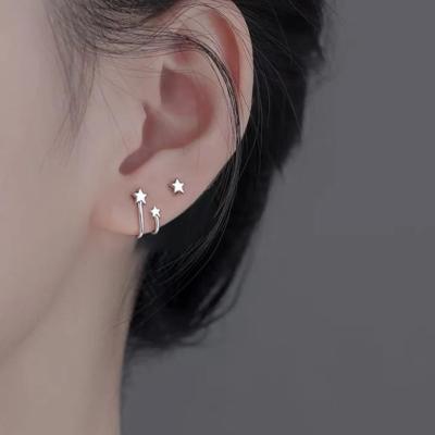 China High Quality Double Row Star Stud Earring Nickel Free Plated Stainless Steel Designer Earrings Popular Brands Ladies Jewelry for sale