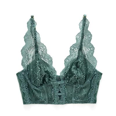 China Anti-Bacterial Sexy Ladies Bra Underwear Women Wire Free Custom Sexy Lingeries Transparent Lace Bag Triangle Strap Wireless Eye OEM Cup Spandex for sale