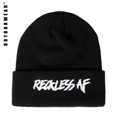 China COMMON selection warm spandex winter beanie hat custom embroidery logo for sale