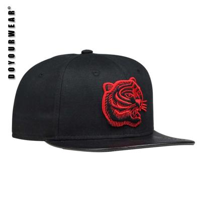 China JOINT leather hats custom leather brim snapback hats / simple black leather snapback hat for sale