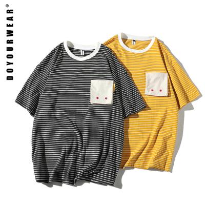 China Pocket Style Men's Custom Striped Fashion Anti-Pilling T-Shirt for sale