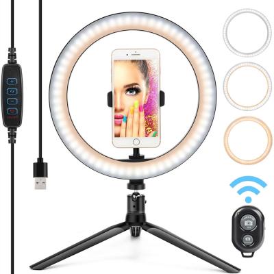 China Mobile Phone Selfie Holder Led Ring Lamp Tavel Fill Light Table Tripod Portable Stand /Make Up Phone Holder Live Stream Ring Light for sale