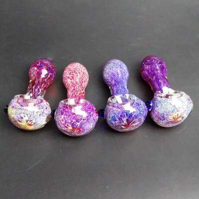 China Mini Pyrex Glass Pipes Oil Burner Pipe Smoking Accessories Beautiful Colored 3D Pink Purple Glass Spoon Pipe Hand Pipes for sale