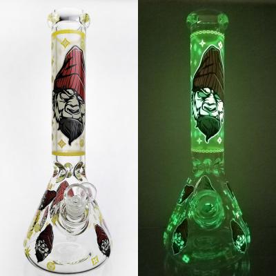 China Bong Glass Water Pipe Hookah 9mm 14inch Bongs With Luminous Stickers for sale