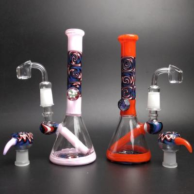 China Glass Bongs Twisted Colorful Glass Water Pipes 14mm Dabs Rig for sale