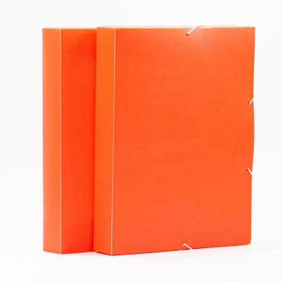 China Waterproof Orange PP Document Stationery Folder Folding Holder With Strap Storage Box Case For Office School for sale