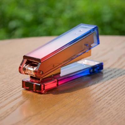 China Rainbow Colored Stapler Modern Clear Acrylic Body Desktop Stapler With Classic Modern Design For Office And Desk Accessories Gift for sale