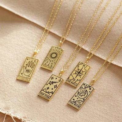 China FASHIONABLE European Tarot Moon Star Chain Alloy Jewelry Necklace Evil Eye Pattern Pendant Necklace for sale