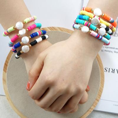 China BOHEMIA BOHEMIA Elastic Bohemian Colorful Bead Bracelet Party Natural Female Shell Beach Bracelet for sale