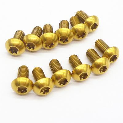 China Equipment Accessories: Aircraft M2 M3 Fastener Custom Titanium Gold Plated Round Button Head Torx Screws for sale