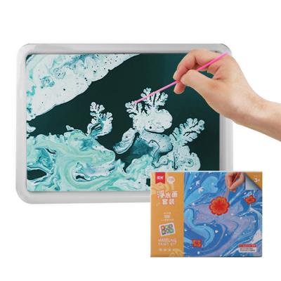 China Fashion 6/12color paint kit for kids floating green ebru/diy paint marble set watercolor paint marbling wet drawing for sale