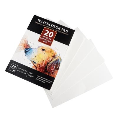 China Glue Spine Amazon Watercolor Art Paper Pad Watercolor Papel de acuarela 300gsm A4 open size Fine&rough (euro ply) texture 20 sheets for sale