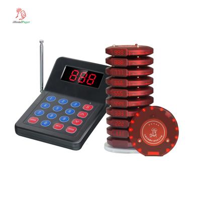 China ABS Wholesale Top Sales 1 Keypad With 10 Red Pagers Wireless Restaurant Coaster Pager System for sale