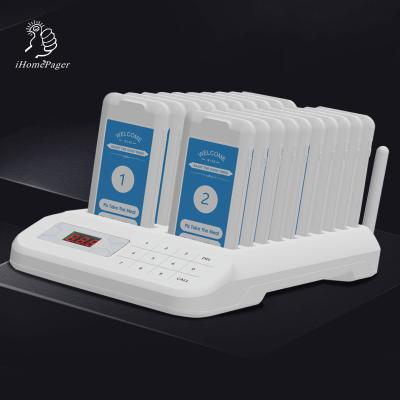 China Restaurant FreeQueue High Quality White Color Radio Beeper 20 Beepers Smart Restaurant Queue Beeper for sale