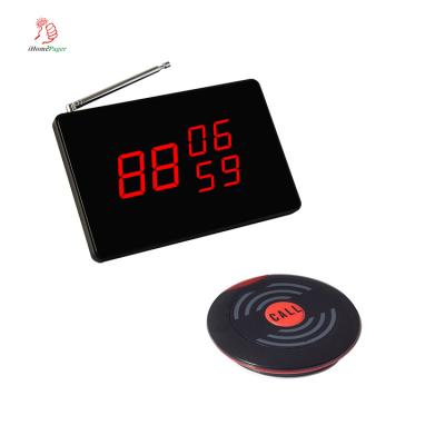 China PC Restaurant Waiter Service Paging System Remote Wireless Digital Display With Slim Call Button for sale