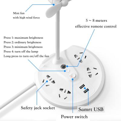 China Household Integrated Desk Lamp With Mobile Phone Holder Electric Power Socket Ceiling Fan for sale