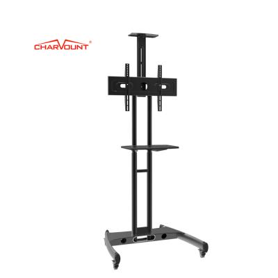 China Modern Mobile Cold Rolled Steel LCD TV Cart Cart Wheels Max VESA 600*400mm Height Adjustable TV Stand for sale