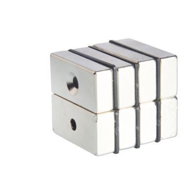 China Industrial Magnet Hot Selling Shape N35 N52 Neodymium Block Magnet Block Custom Neodymium Magnet With Countersunk Hole for sale