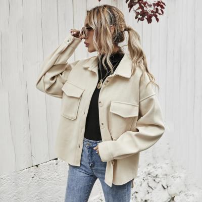 China Autumn and winter trend coat fashion women's jacket lapel solid color QUICK DRY oversized woolen jacket women for sale