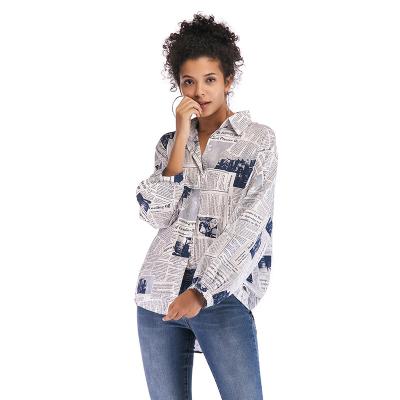 China Fashion Design Casual Shirt Ladies Anti Shrink Long Sleeve OEM Customized Printed Shirt For Women for sale