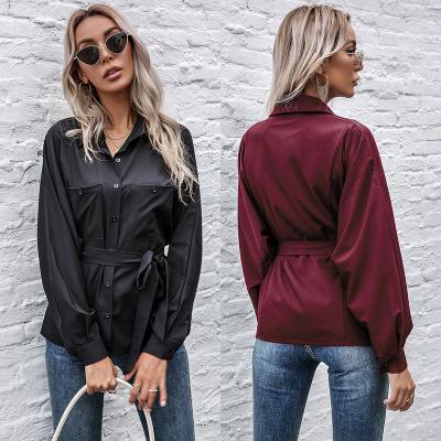 China Anti-Wrinkle 2021 F/W New Arrive Loose Blouse Holiday Style Casual Tops Feminine Blouse for sale