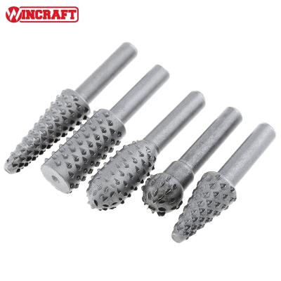 China Metal Drilling 5pcs Woodworking Rotary Burr Set 5mm Shank Diameter Carbon Steel Rotary Rasp Set for sale