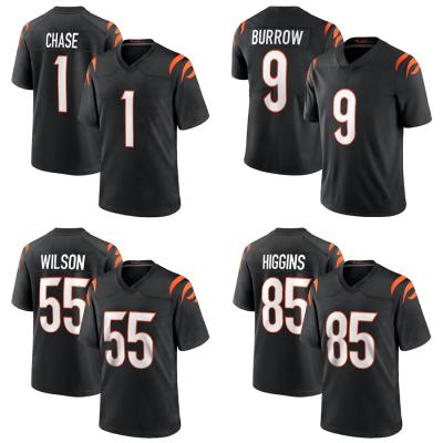 China Wholesale American Football Cincinnati Bengal s Team Uniform #9 Joe Burrow #1 Black Breathable Hunt 85 Higgins City Stitched Jersey Men for sale