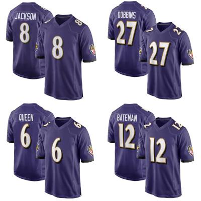 China Custom Breathable Mens Baltimore City Quilted American Football Jersey Raven Purple 8# Jackson 27 Dobbins 6 Uniform Queen for sale