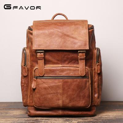 China Anti-theft genuine leather backpack for women and men, backpack for daily use, retro backpack for the laptop for sale