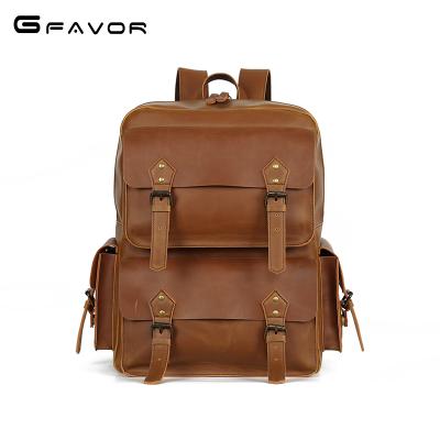 China Wholesale Anti-theft Large Capacity Vintage Backpack Men Travel PU Leather Backpack for sale