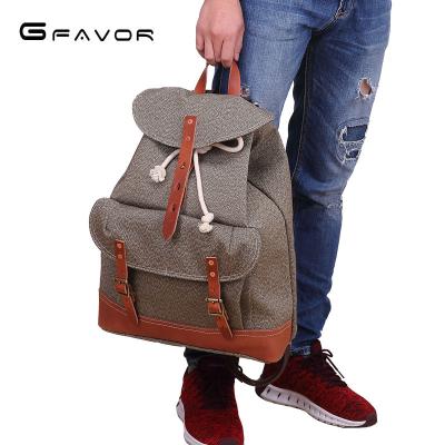 China Waterproof YD-5383 2019 New Design Canvas Backpack With Genuine Leather Trim for sale