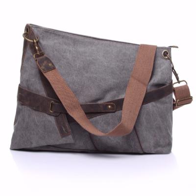 China YD-6225 Fashion Reusable Vintage Washed Canvas With Crazy Horse Leather Sling Bag Shoulder Bag Messenger Bag for sale