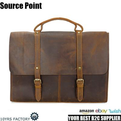 China YD-8131 High Quality Italian Handmade Top Grain Horse Leather Laptop Briefcase Messenger Bag For Men for sale