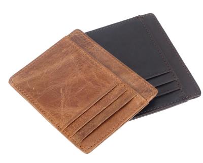 China YD-6602 Wholesale Vintage Vintage Genuine Leather Card Holder Foldable Slim Wallet For Men for sale