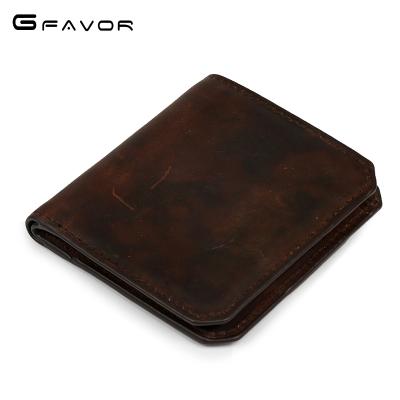 China Popular Vintage Men's Slim Card Holder RFID Kickstarter Blocking Rfid Unisex Security Purse Genuine Leather Traveling Wallet For Men for sale