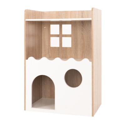 China Sustainable Two Tier Wooden Pet House Storage Function Furniture House Dog Cat Home for sale