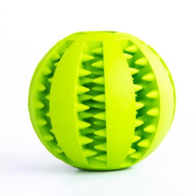 China Viable New Arrival Colorful Rubber Bite Resistance Pet Food Treat Feeder Ball Chewing Interactive Balls for sale