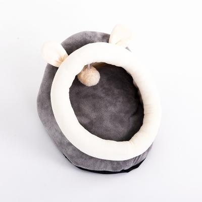 China New Arrival Breathable Comfortable Winter Cotton Warm Round Pet Bed With Play Ball For Cat Dog Single for sale