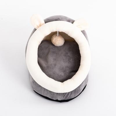 China Hot Selling Breathable Soft Thick Nesting House Cotton Pet Lounge Dogs Indoor Cats Sleep Bed With Drop Ball for sale