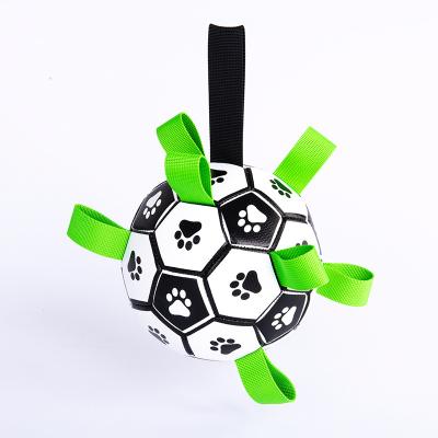 China New Arrival Sustainable Outdoor Nylon Material Safety Dog Football Interactive Self Playing Toy TPU for sale