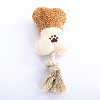 China Viable Wholesale Pet Products Cotton Rope Sounding Bone Pet Indestructible Plush Dog Toy Set Toy for sale