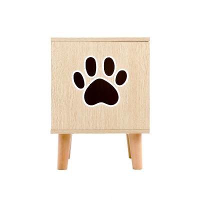 China New Arrival Breathable Contemporary Four Legs Square Solid Wood Pet House For Small Cat for sale