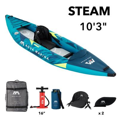 China Reinforced PVC 0.7mm 500Dtex and Kayak Deck DWF Inflatable Soft PVC Aqua Marina Steam-312 Whitewater Kayak 1 Person. DWF platform. Reinforced PVC. kayak seat for sale