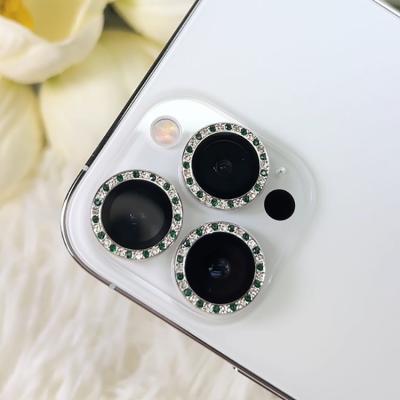 China Mobile Phone ATB Diamond Encrusted Metal Camera Lens Protector for Iphone 14 pro max 13 pro 12 Camera Lens Glass for sale