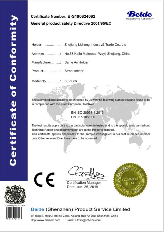 CE - Zhejiang Licheng Industry & Trade Co., Ltd.