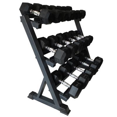 China Premium Gym SD-DR03 Indoor Commercial Vertical Fitness 3 Row Storage Adjustable Dumbbell Rack for sale